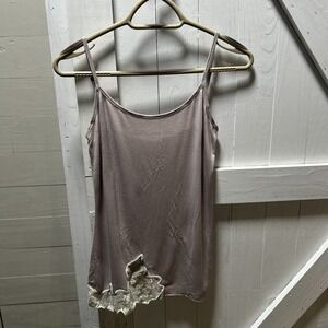 Anthropology Pure+Good Tank Top  Womens S  Mauve Adjustable Strap Lace Detailing